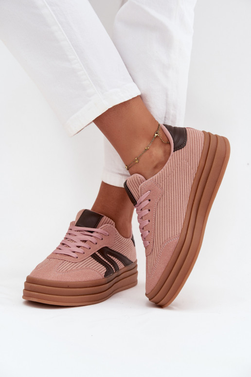 Flueel Sneakers model schoenen Dames met platform roze Skye