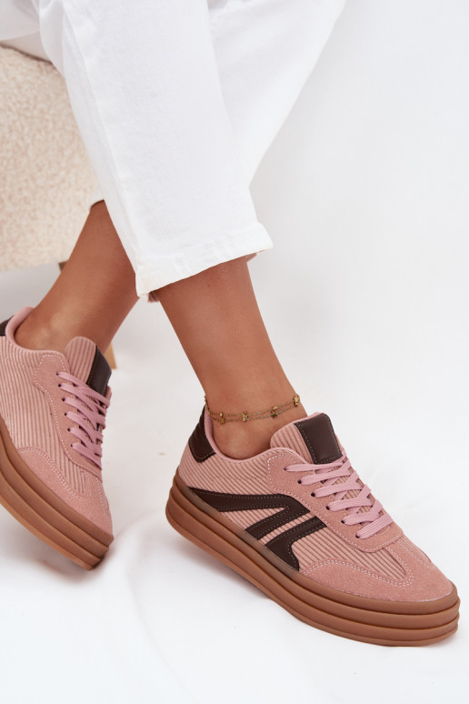 Flueel Sneakers model schoenen Dames met platform roze Skye