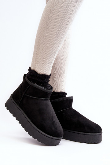 Dames zwarte platform sneeuwlaarzen met bont van binnen „Xamella" 2