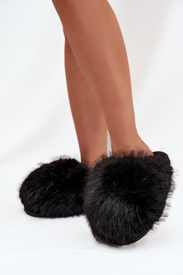 Dames slippers met bont Iseline zwarte kleur 2