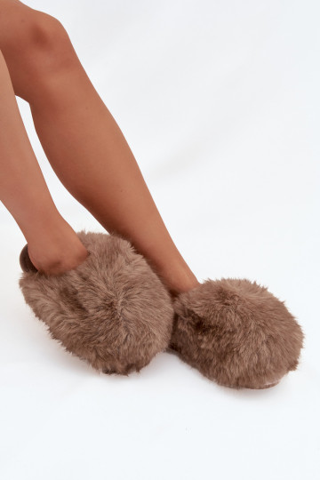 Dames slippers met bont Iseline bruine kleur