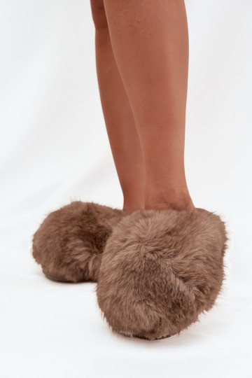 Dames slippers met bont Iseline bruine kleur 2
