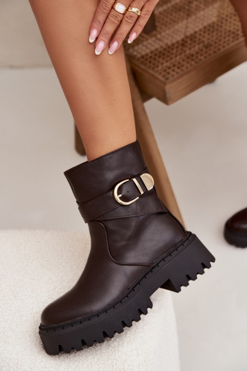 opInarmen Dameslaarzen met gouden gespen CzekoladoIne Elanore