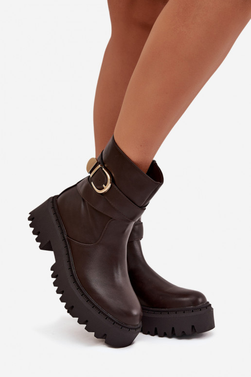 opInarmen Dameslaarzen met gouden gespen CzekoladoIne Elanore opInarmen Dameslaarzen met gouden gespen CzekoladoIne Elanore