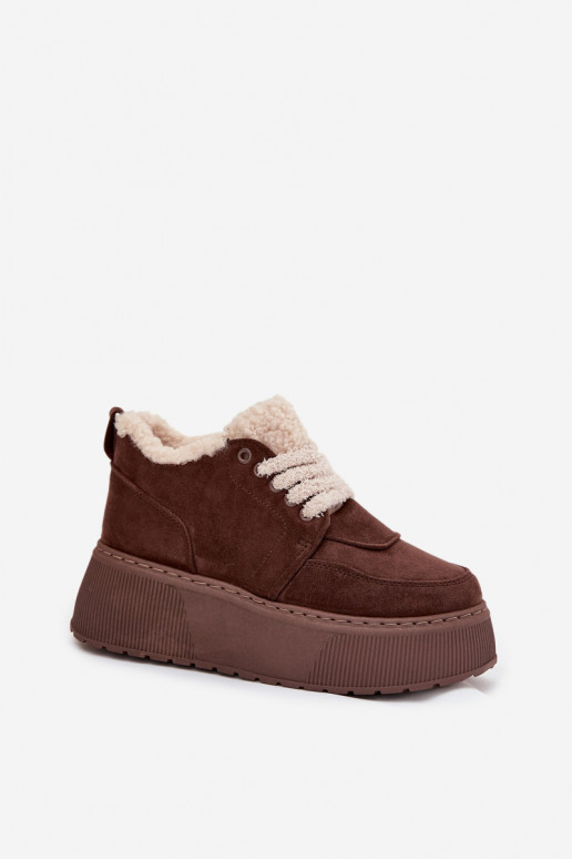 SneeuIn laarzen Dames met platform met bont Typu Baranek bruine kleur Luma