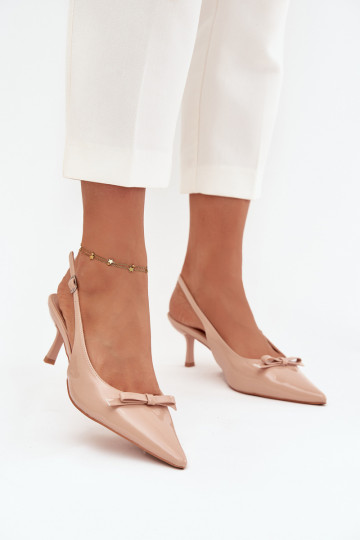 met lakeffect Schoenen met dunne hakken met linten Nude Olvena 2