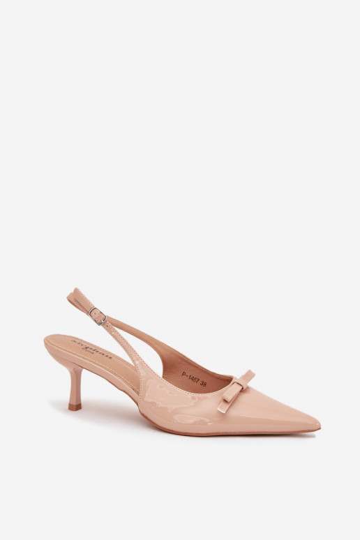 met lakeffect Schoenen met dunne hakken met linten Nude Olvena met lakeffect Schoenen met dunne hakken met linten Nude Olvena