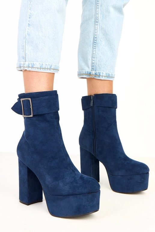 Costa donkerblauwe laarzen op plateau...