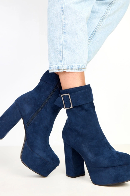 Costa donkerblauwe laarzen op plateau...