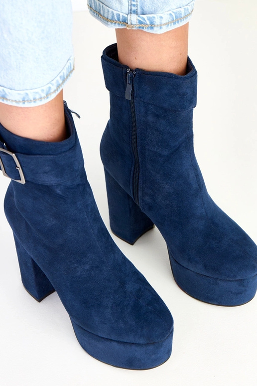 Costa donkerblauwe laarzen op plateau...