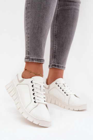 Leren dames schoenen met veters Vinceza 41493 in wit 2