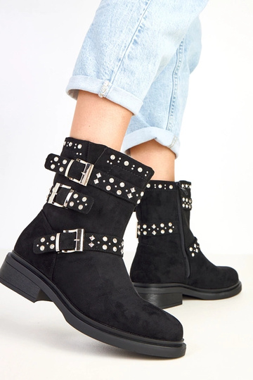 Zwarte botines met zirconia...