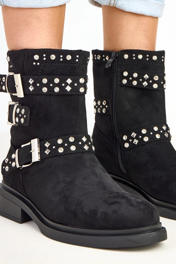 Zwarte botines met zirconia op een lage hak Brosca 2
