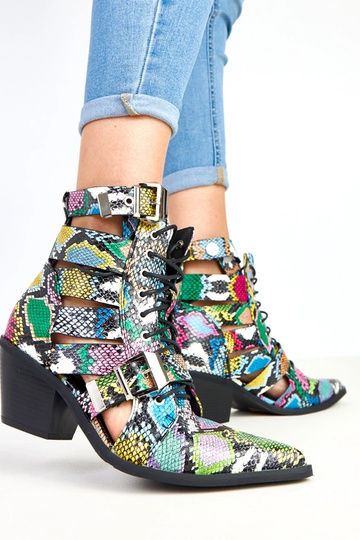 Multicolore botines op hak...