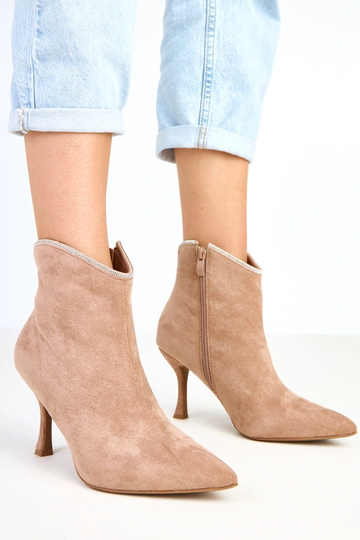 Beige damesbotines met...