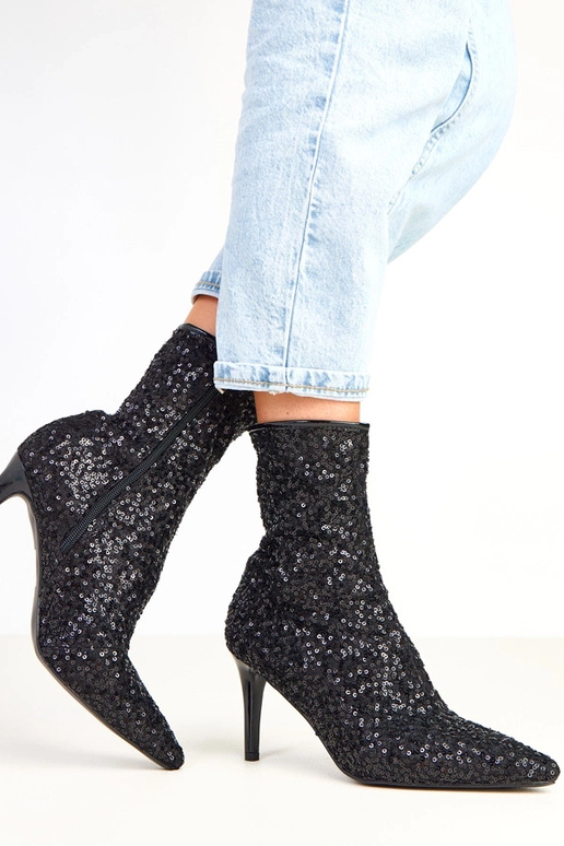 Zwarte botines met glitterafwerking...