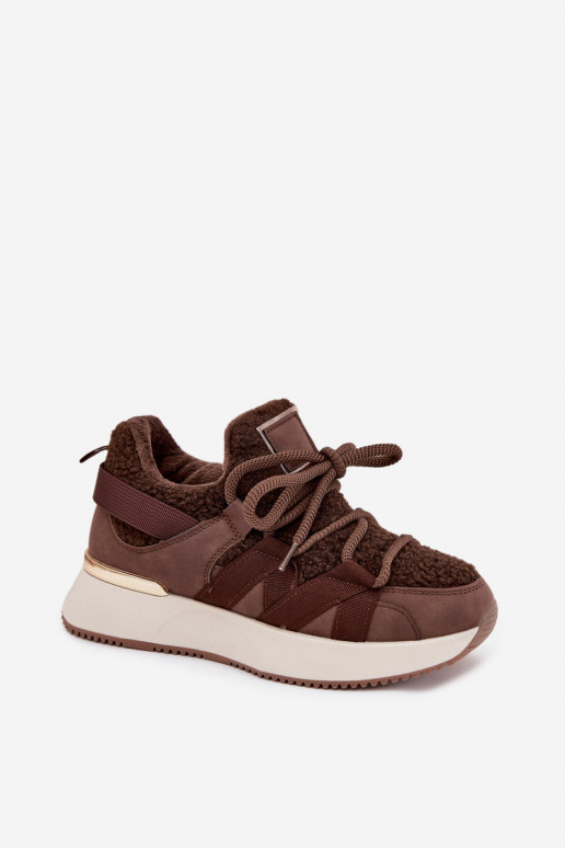 opInarmen Sneakers model schoenen Dames met platform bruine kleur Juvira opInarmen Sneakers model schoenen Dames met platform bruine kleur Juvira
