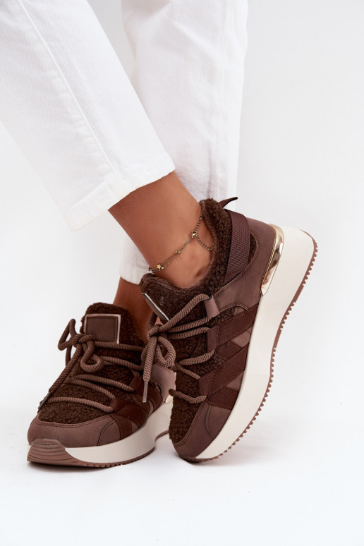 opInarmen Sneakers model schoenen Dames met platform bruine kleur Juvira opInarmen Sneakers model schoenen Dames met platform bruine kleur Juvira