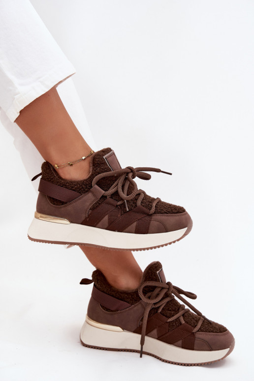 opInarmen Sneakers model schoenen Dames met platform bruine kleur Juvira opInarmen Sneakers model schoenen Dames met platform bruine kleur Juvira