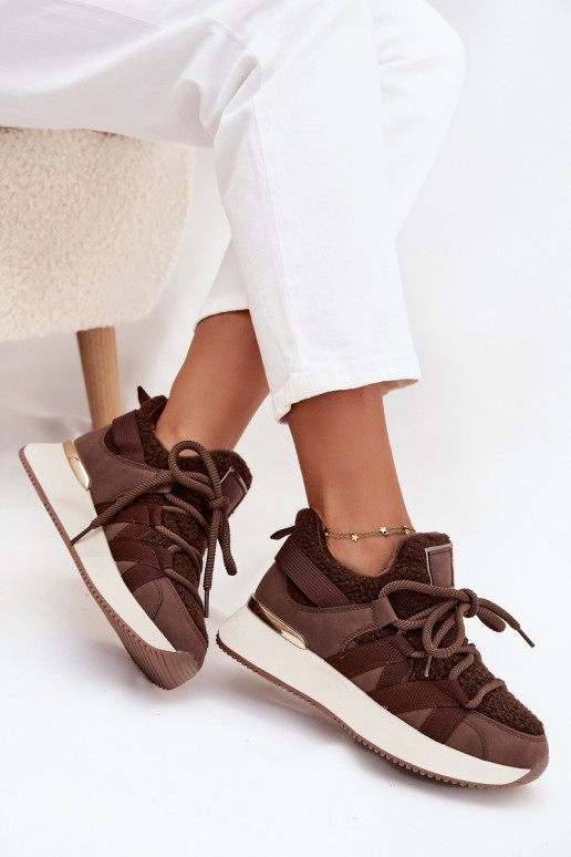 opInarmen Sneakers model schoenen Dames met platform bruine kleur Juvira opInarmen Sneakers model schoenen Dames met platform bruine kleur Juvira