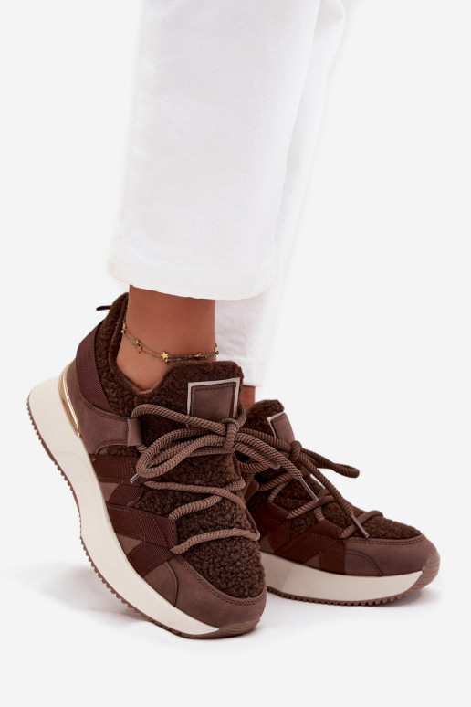 opInarmen Sneakers model schoenen Dames met platform bruine kleur Juvira opInarmen Sneakers model schoenen Dames met platform bruine kleur Juvira