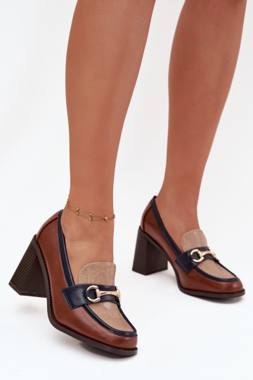 schoenen Dames met hakken Met reliëf I gouden kleurm Detalem beige-bruine kleur Novella