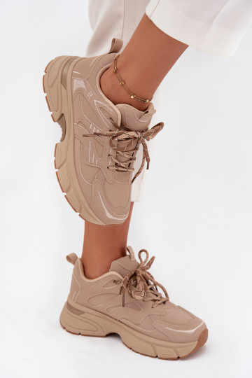 sportschoenen Sneakers model schoenen DamesPodInójnym Vetersluitingm beige Annelie