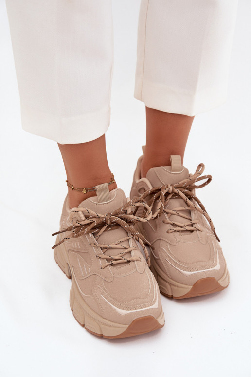 sportschoenen Sneakers model schoenen DamesPodInójnym Vetersluitingm beige Annelie