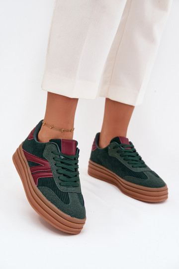 Flueel Sneakers model schoenen Dames met platform groene kleur Skye 2