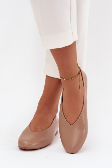 Ballerinas Dames van ecoleer met brede hakken beige Olyssia