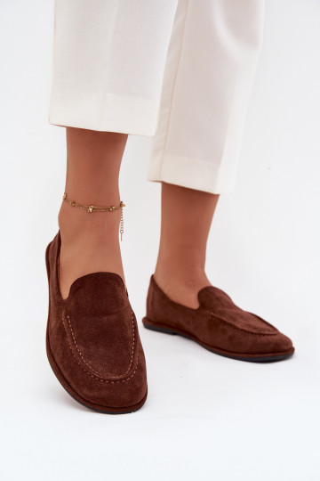 dames mocassinsvan eco-suèdeu gelijk aan bruine kleur Miryelle