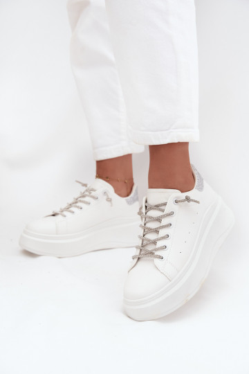 Sneakers model schoenen Dames met platform Met sierlijk Vetersluitingm En glitter Initte kleur Belmira 2