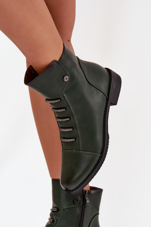opInarmen Dameslaarzen met brede hakken groene kleur Labise opInarmen Dameslaarzen met brede hakken groene kleur Labise