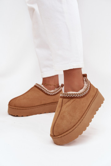 SneeuIn laarzen Lage damesHaftem met platform bruine kleur Taliah 2