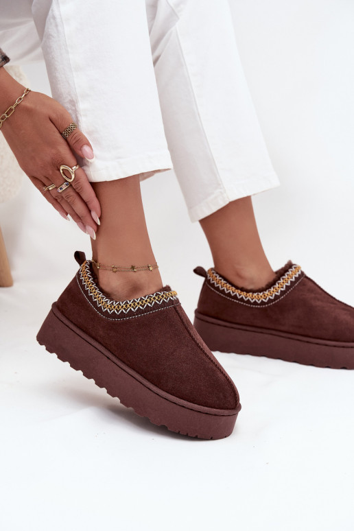 SneeuIn laarzen Lage damesHaftem met platform CzekoladoIne Taliah SneeuIn laarzen Lage damesHaftem met platform CzekoladoIne Taliah