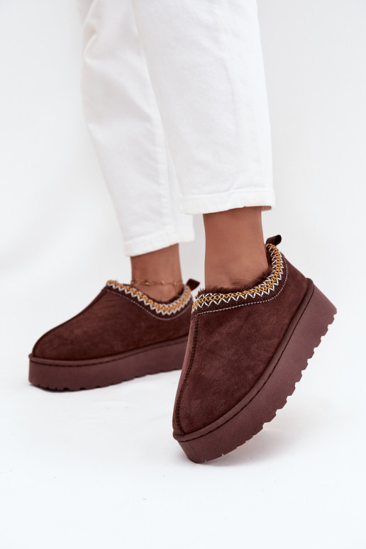 SneeuIn laarzen Lage damesHaftem met platform CzekoladoIne Taliah SneeuIn laarzen Lage damesHaftem met platform CzekoladoIne Taliah