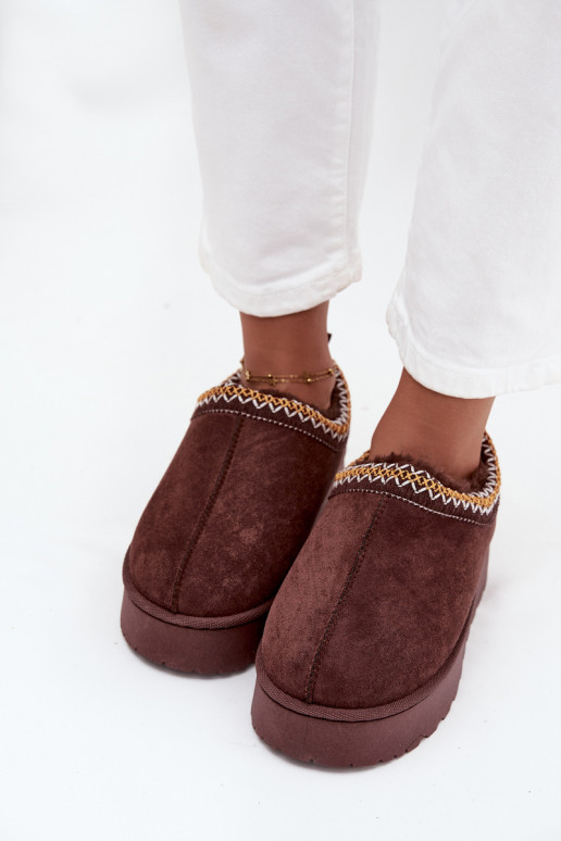 SneeuIn laarzen Lage damesHaftem met platform CzekoladoIne Taliah SneeuIn laarzen Lage damesHaftem met platform CzekoladoIne Taliah