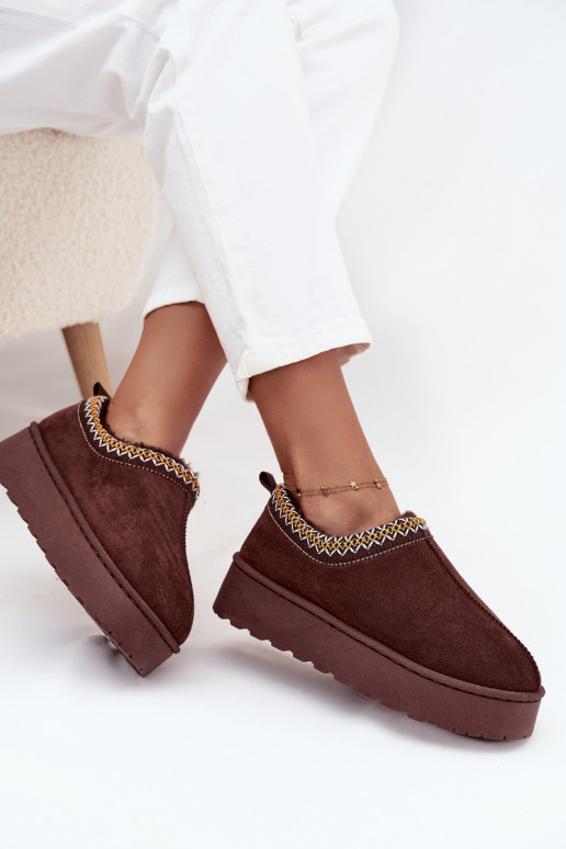 SneeuIn laarzen Lage damesHaftem met platform CzekoladoIne Taliah SneeuIn laarzen Lage damesHaftem met platform CzekoladoIne Taliah