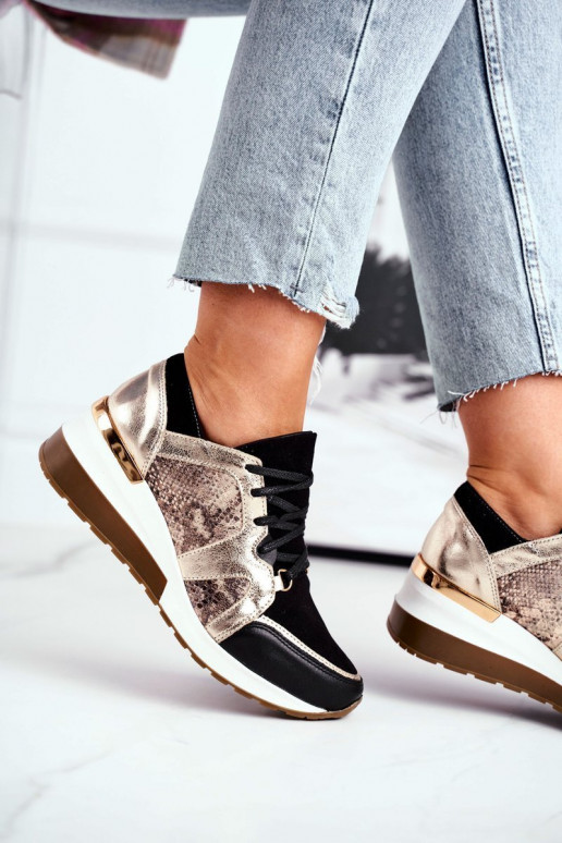 Leren sneakers model schoenen gouden kleur Nicole 2465 Leren sneakers model schoenen gouden kleur Nicole 2465