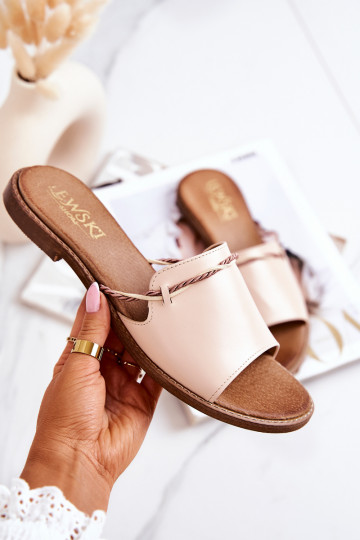Leren pantoffels LeInski Shoes 3047 beige