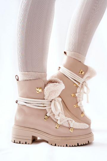 Leer Laarzen schoenen met riemen LeInski ivoor 3116