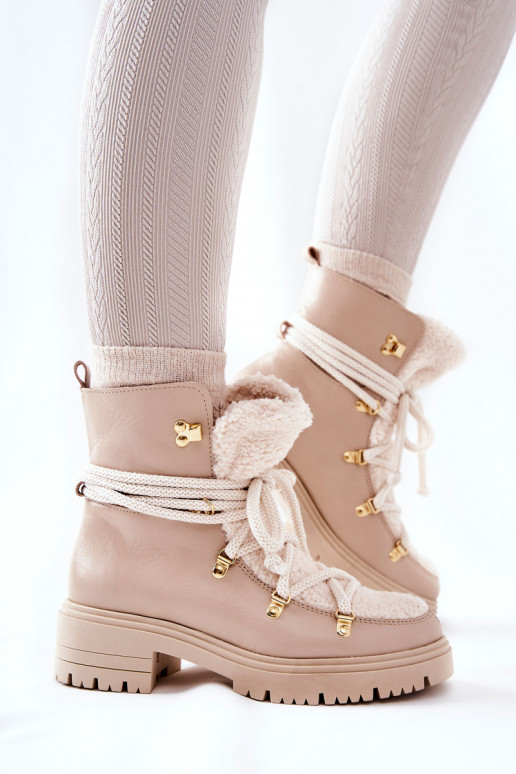 Leer Laarzen schoenen met riemen LeInski ivoor 3116 Leer Laarzen schoenen met riemen LeInski ivoor 3116