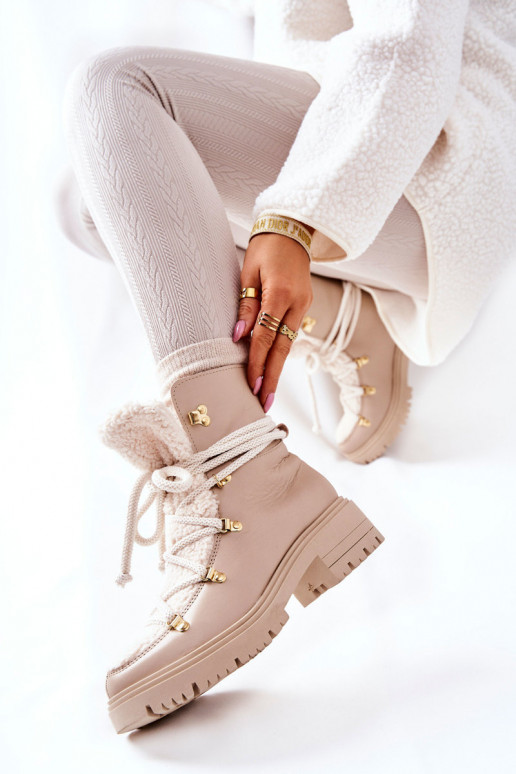 Leer Laarzen schoenen met riemen LeInski ivoor 3116 Leer Laarzen schoenen met riemen LeInski ivoor 3116