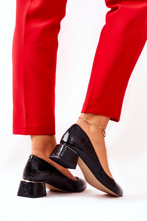 Leer met imitatie slangenleer Schoenen LeInski 3118 zInart