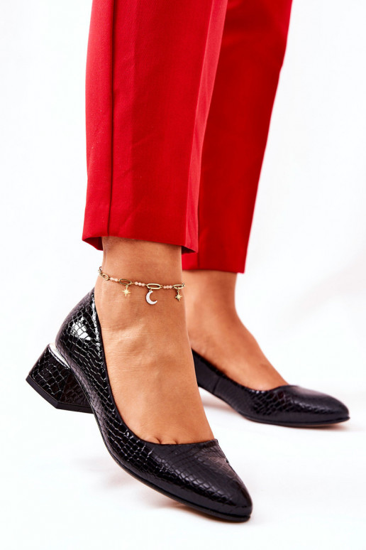 Leer met imitatie slangenleer Schoenen LeInski 3118 zInart