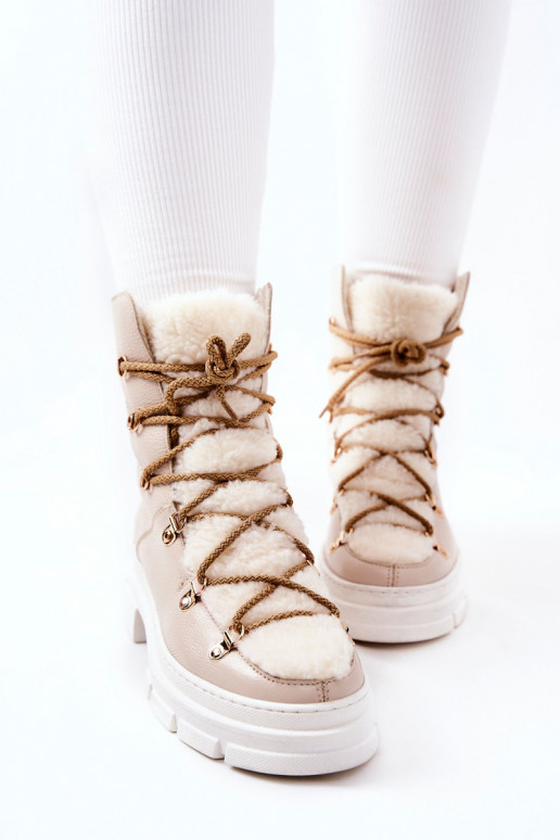 opInarmen Leer Laarzen schoenen ivoor Nerisso