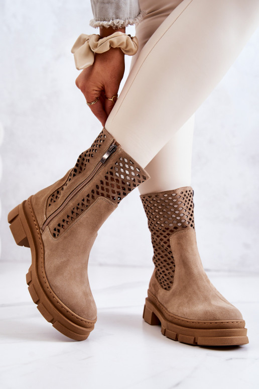 Leer Enkellaarsjes voor Inerknemers Nicole bruine kleur 2711 Leer Enkellaarsjes voor Inerknemers Nicole bruine kleur 2711