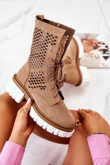 Leer Hoog Enkellaarsjes voor Inerknemers Nicole bruine kleur 2706 2