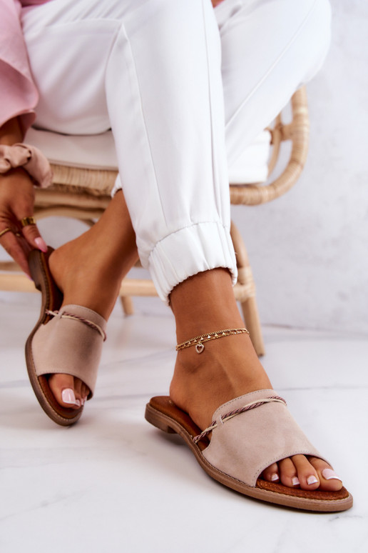 Suede pantoffels LeInski Shoes 3047 beige Suede pantoffels LeInski Shoes 3047 beige