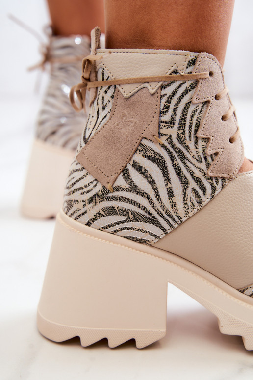 Leer Laarzen met ritssluitingen Het heeftciejka 05321-04 beige